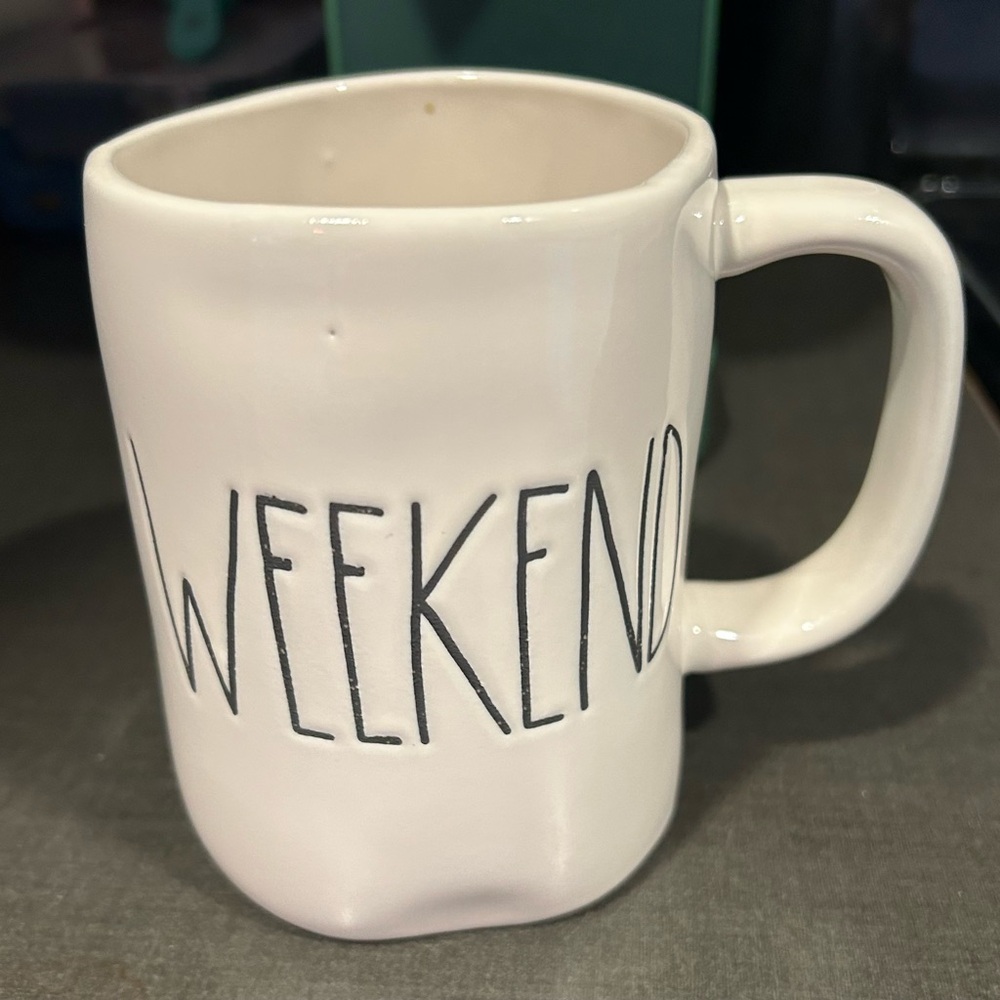 Rae Dunn White Ceramic WEEKEND Mug
